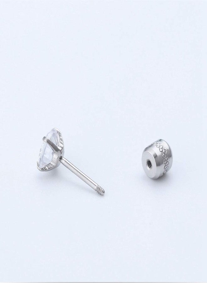 CVAYU Hypoallergenic double sided diamond Stud Earrings For Womens Secure Safety Screw back Cartilage CZ Stud Earrings (4mm Steel (2 Pairs)) - Image 3